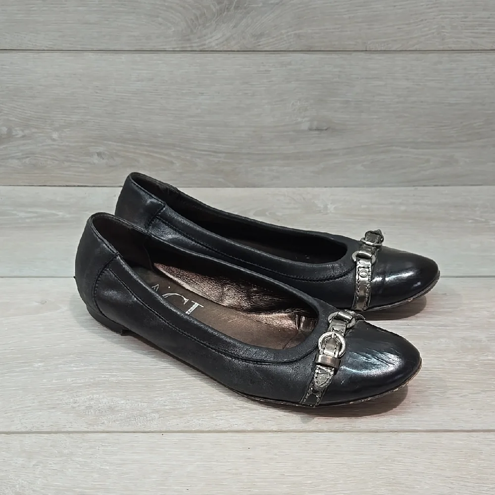 AGL Attilio Giusti Leombruni Women's Black Ballet Flats Leather Shoes 38/8